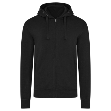 H1 Hoodie schwarz, durchgehender Reißverschluß mit Schornsteinfegerdruck Gr.