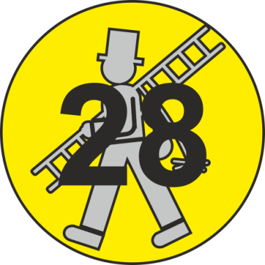 Jahreszahletiketten 2028 mit Feger GELB auf Blatt, 1000 Stück