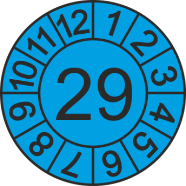 Jahreszahletiketten 2029 mit Monatskranz  auf Blatt, 1000 Stück