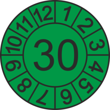 Jahreszahletiketten "2030" (grün) mit Monatskranz