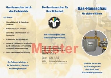 Flyer Gashausschau mit Dienstleistungsmarke und Firmeneindruck