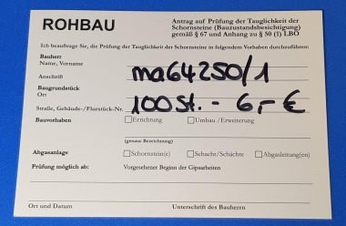 Postkarte: Rohbau - Antrag auf Prüfung der Tauglichkeit 50 Stk.