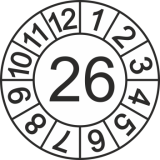 Jahreszahletiketten "2026" (weiß) mit Monatskranz